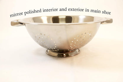 Heavy Duty Stainless Steel Colander 5 Qt | Easy Grip Handles | Self-Draining Base | Mirror Polished | Dishwasher Safe | Pack of 1