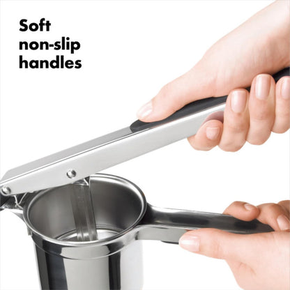 Good Grips Stainless Steel Potato Ricer and Good Grips Large Salad Spinner - 6.22 Qt., White