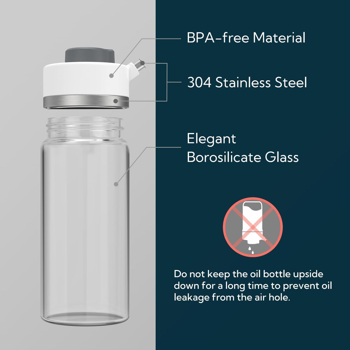 Precision Pour Glass Oil Dispenser with 3 Modes, Drip-free Spout, Two Adjustable Flowing Speed, 12 oz Vinegar Dispenser Bottle for Kitchen, Borosilicate Glass Olive Oil Bottle for Cooking