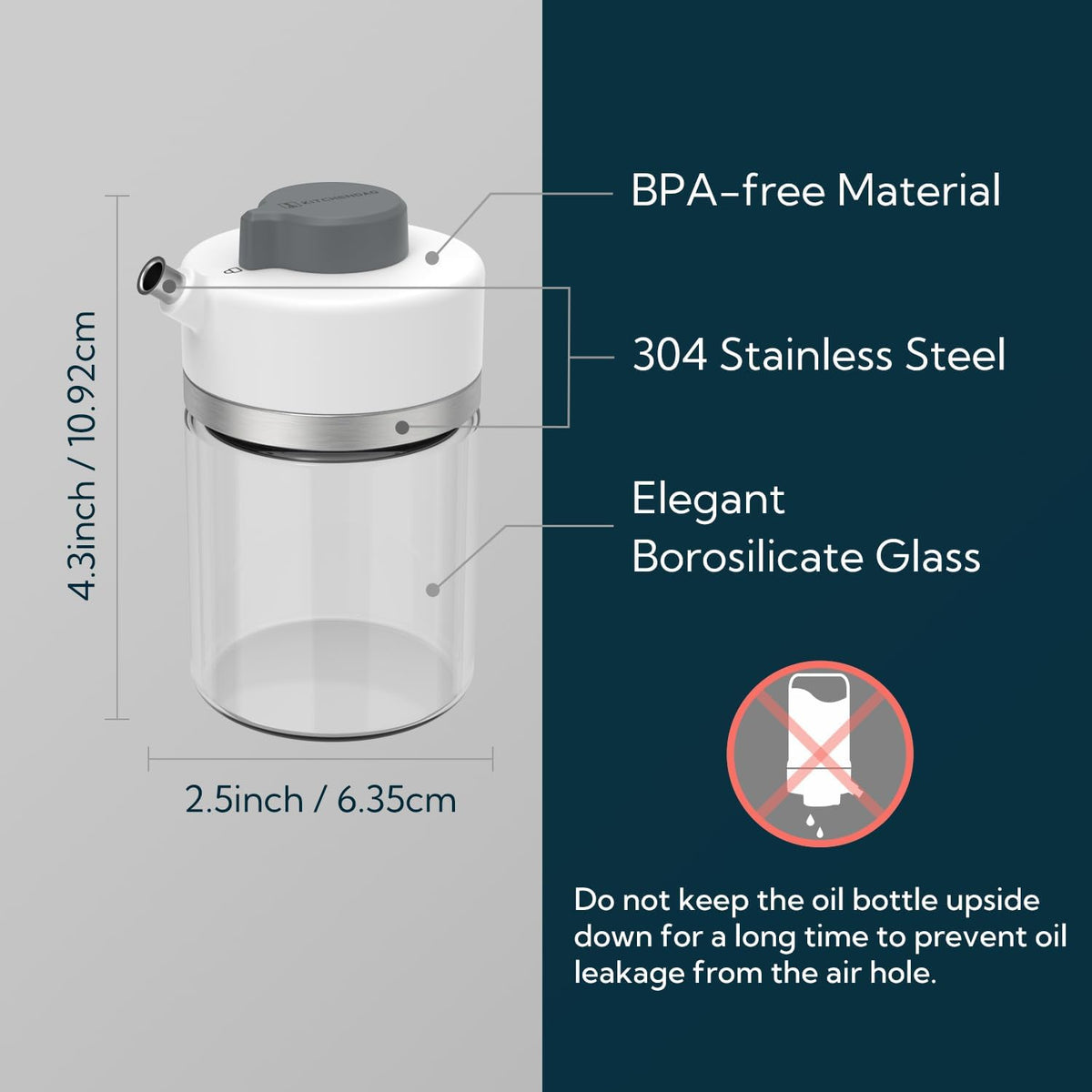 Precision Pour Glass Oil Dispenser with 3 Modes, Drip-free Spout, Two Adjustable Flowing Speed, 12 oz Vinegar Dispenser Bottle for Kitchen, Borosilicate Glass Olive Oil Bottle for Cooking