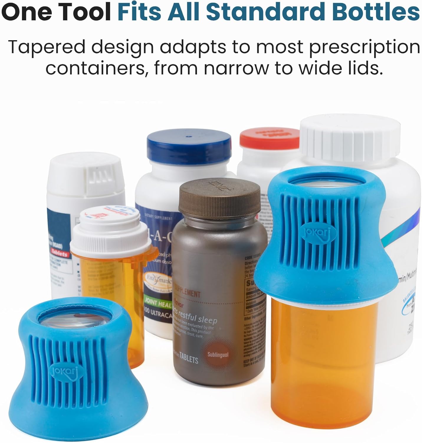 Easy Open Medicine Bottle Opener with 4x Magnifier for Seniors and Arthritis Built-in Cap Grip Tool for Pill Bottles Prescription Labels Vitamins and Supplements
