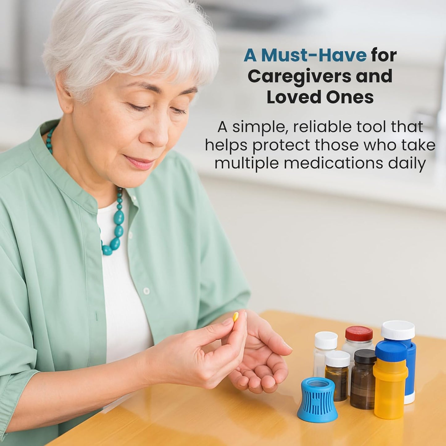Easy Open Medicine Bottle Opener with 4x Magnifier for Seniors and Arthritis Built-in Cap Grip Tool for Pill Bottles Prescription Labels Vitamins and Supplements