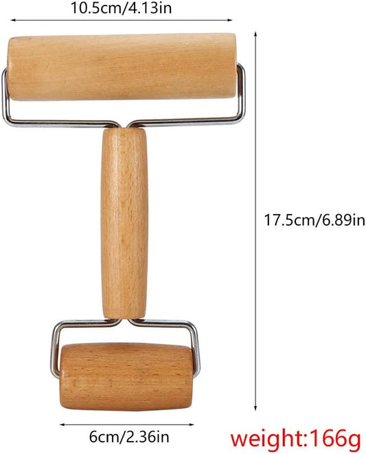 Small Rolling Pin, Wooden Dough Roller, Non-Stick Pizza Roller, Dough Baker Roller Set for Home Kitchen Baking Cooking(4.13in, 2.36in)…