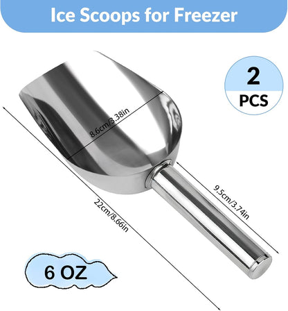 2 Pcs Ice Scoop, 6 Oz Metal Ice Scoop, Ice Scoops for Freezer