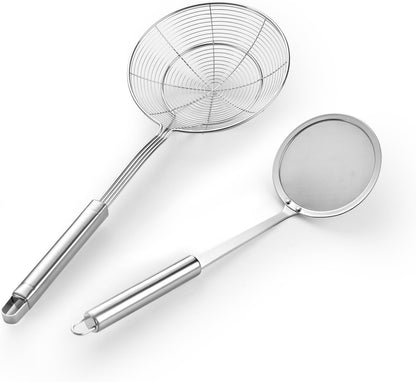 5.3 Inch Spider Strainer With Mesh Fatsoff Soup Scoop,Slotted Spoon For Cooking,Fat Skimmer Spoon For Kitchen Fryer Basket