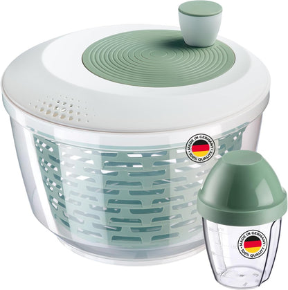2430226P Salad Spinner - Ideal for Washing, Spinning and Serving Salad, Space Saving Salad Bowl with Lid and Pourer, Non-Slip 4.4L - Plastic, BPA Free