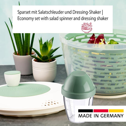 2430226P Salad Spinner - Ideal for Washing, Spinning and Serving Salad, Space Saving Salad Bowl with Lid and Pourer, Non-Slip 4.4L - Plastic, BPA Free