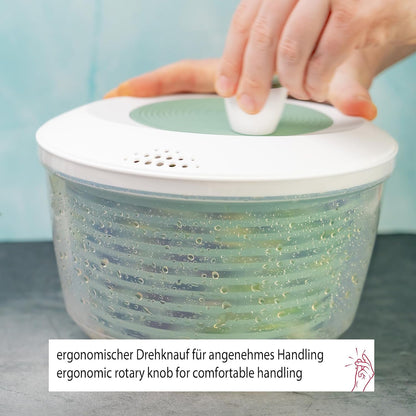 2430226P Salad Spinner - Ideal for Washing, Spinning and Serving Salad, Space Saving Salad Bowl with Lid and Pourer, Non-Slip 4.4L - Plastic, BPA Free