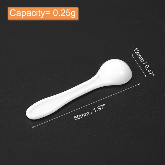50Pcs Teaspoon Micro Scoops 0.25g Mini Powder Scoops Mini Measuring Spoons for Measuring Cosmetics Powders Coffee, White