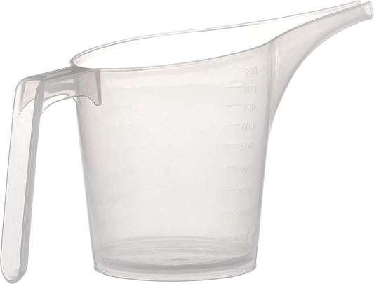 Fox Run Easy Pour Measuring Cup with Funnel Spout, 3.5, Clear Plastic | Mess Free Pouring | 3.5 Cup Capacity Measuring Cup With Long Spout | Easily Dispense Batter | Great For Watering Plants