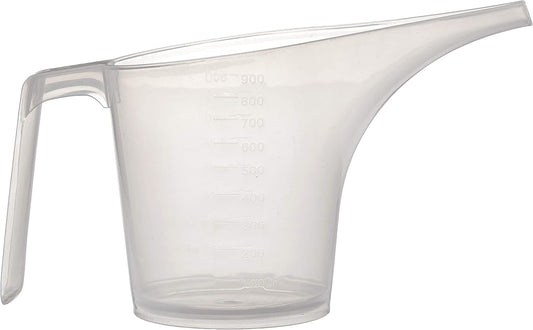Fox Run Easy Pour Measuring Cup with Funnel Spout, 3.5, Clear Plastic | Mess Free Pouring | 3.5 Cup Capacity Measuring Cup With Long Spout | Easily Dispense Batter | Great For Watering Plants