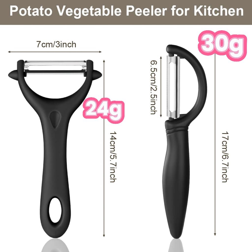 Vegetable Peeler Set of 2 - Y Peeler & Swivel Peeler, Sharp Stainless Steel Blade, Ergonomic Non-Slip Handle, Potato Carrot Apple Fruit Peelers for Kitchen, Dishwasher Safe, Easy Grip