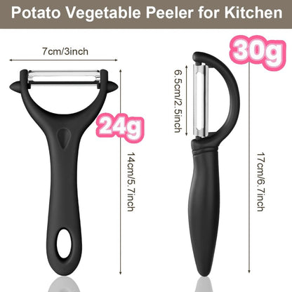 Vegetable Peeler Set of 2 - Y Peeler & Swivel Peeler, Sharp Stainless Steel Blade, Ergonomic Non-Slip Handle, Potato Carrot Apple Fruit Peelers for Kitchen, Dishwasher Safe, Easy Grip
