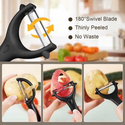 Vegetable Peeler Set of 2 - Y Peeler & Swivel Peeler, Sharp Stainless Steel Blade, Ergonomic Non-Slip Handle, Potato Carrot Apple Fruit Peelers for Kitchen, Dishwasher Safe, Easy Grip