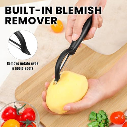 Vegetable Peeler Set of 2 - Y Peeler & Swivel Peeler, Sharp Stainless Steel Blade, Ergonomic Non-Slip Handle, Potato Carrot Apple Fruit Peelers for Kitchen, Dishwasher Safe, Easy Grip