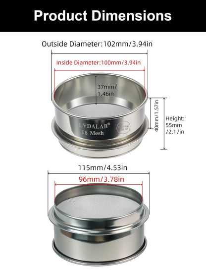 All 304 Stainless Steel Mesh Lab Sieve, 30 Mesh (0.6mm) Aperture Test Sieve, 4inch(10cm) Standard Analysis Sample Test Sieves for Industrial Laboratory Homes