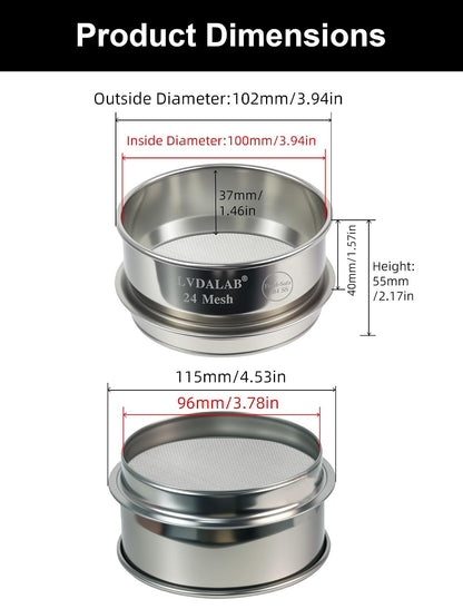 All 304 Stainless Steel Mesh Lab Sieve, 30 Mesh (0.6mm) Aperture Test Sieve, 4inch(10cm) Standard Analysis Sample Test Sieves for Industrial Laboratory Homes