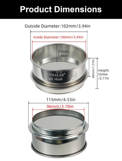 All 304 Stainless Steel Mesh Lab Sieve, 30 Mesh (0.6mm) Aperture Test Sieve, 4inch(10cm) Standard Analysis Sample Test Sieves for Industrial Laboratory Homes