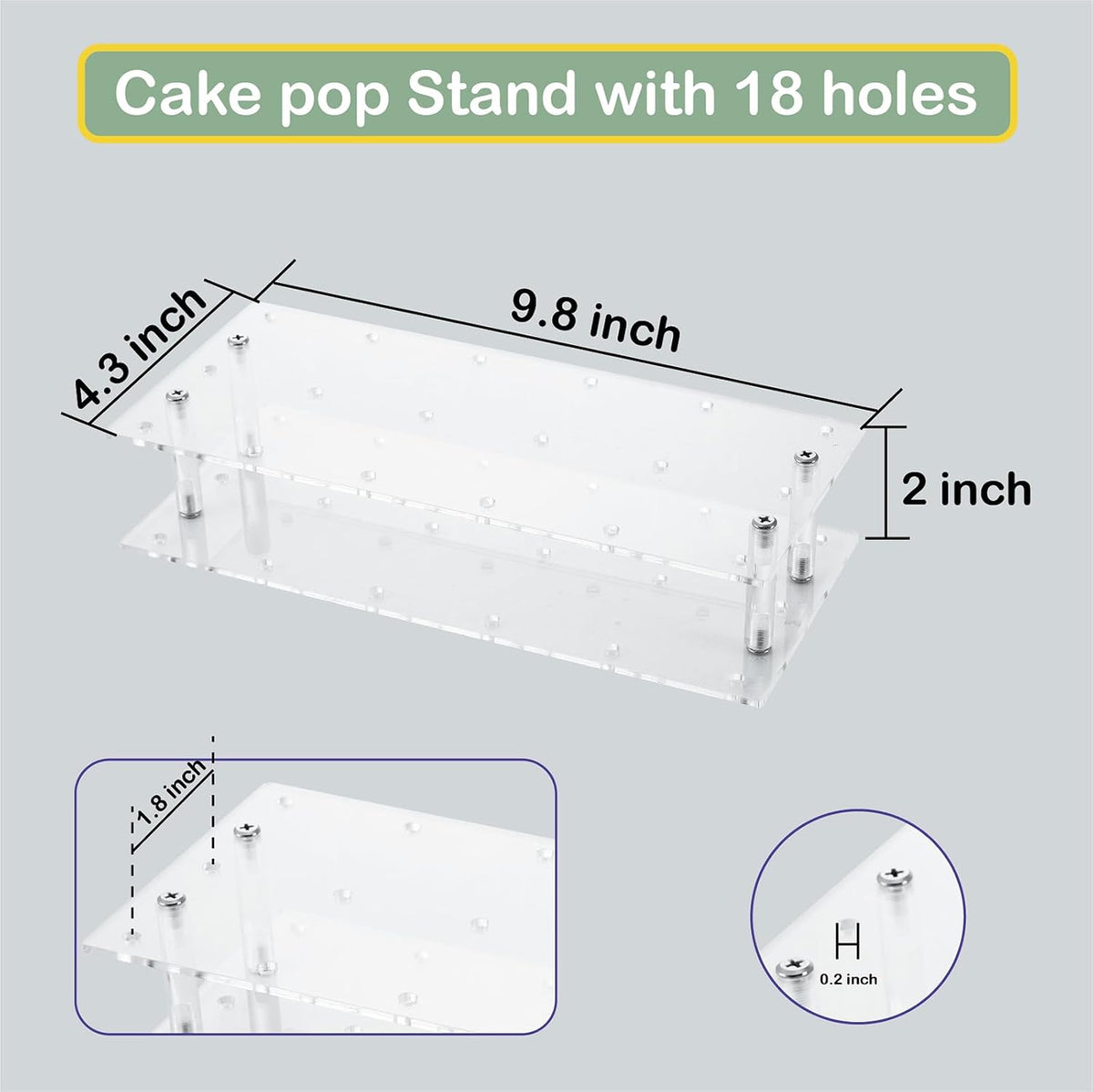 Cake Pop Kit Including 200 pcs 6 inch Lollipop Sticks and 200 Clear Wrappers, 35 Hole Clear Acrylic Display Stand, Metal Baller Scoop, Culinary Decorating Scooper, 200 pcsTwist Ties