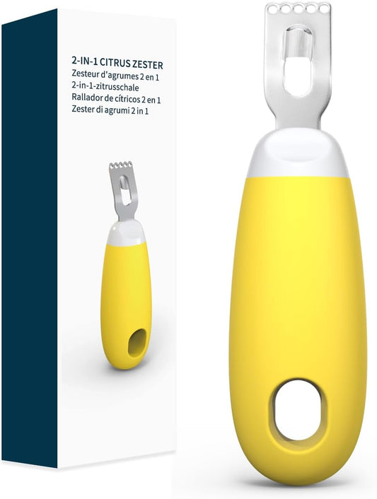 Citrus Lemon Peeler Zester Tool to Save Effort, Ultra Sharp Lemon Rind Twist Peeler Tool Bar Bartender Lime Stripper for Cocktails Kitchen, Yellow