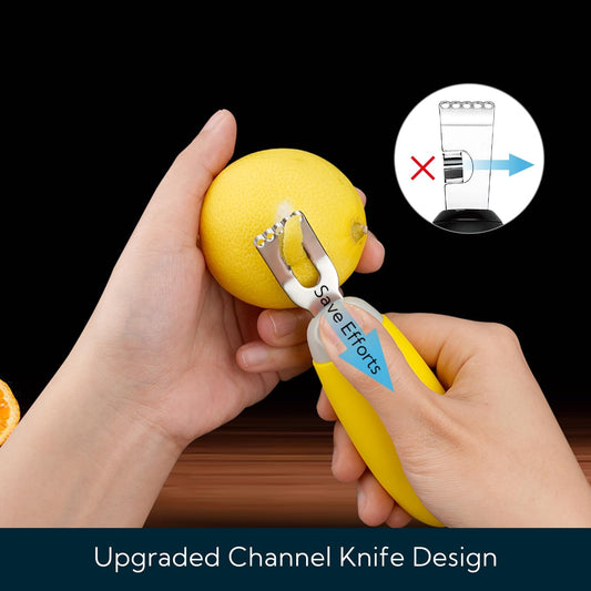 Citrus Lemon Peeler Zester Tool to Save Effort, Ultra Sharp Lemon Rind Twist Peeler Tool Bar Bartender Lime Stripper for Cocktails Kitchen, Yellow