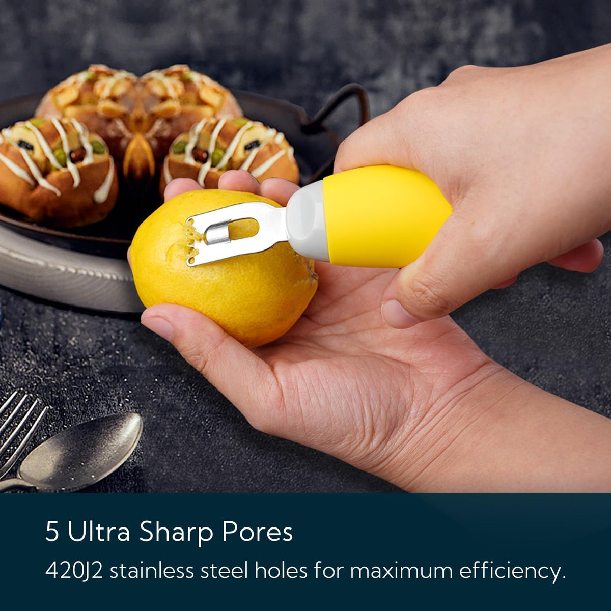 Citrus Lemon Peeler Zester Tool to Save Effort, Ultra Sharp Lemon Rind Twist Peeler Tool Bar Bartender Lime Stripper for Cocktails Kitchen, Yellow