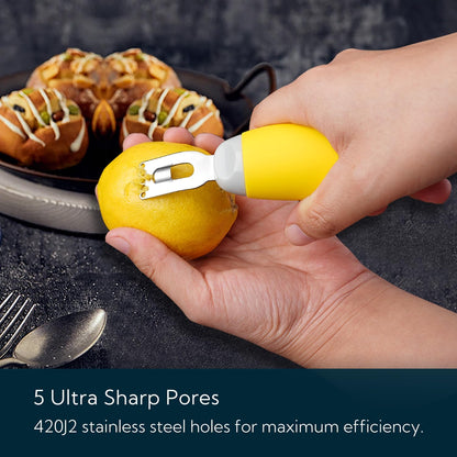 Citrus Lemon Peeler Zester Tool to Save Effort, Ultra Sharp Lemon Rind Twist Peeler Tool Bar Bartender Lime Stripper for Cocktails Kitchen, Yellow