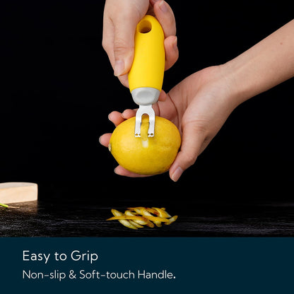 Citrus Lemon Peeler Zester Tool to Save Effort, Ultra Sharp Lemon Rind Twist Peeler Tool Bar Bartender Lime Stripper for Cocktails Kitchen, Yellow