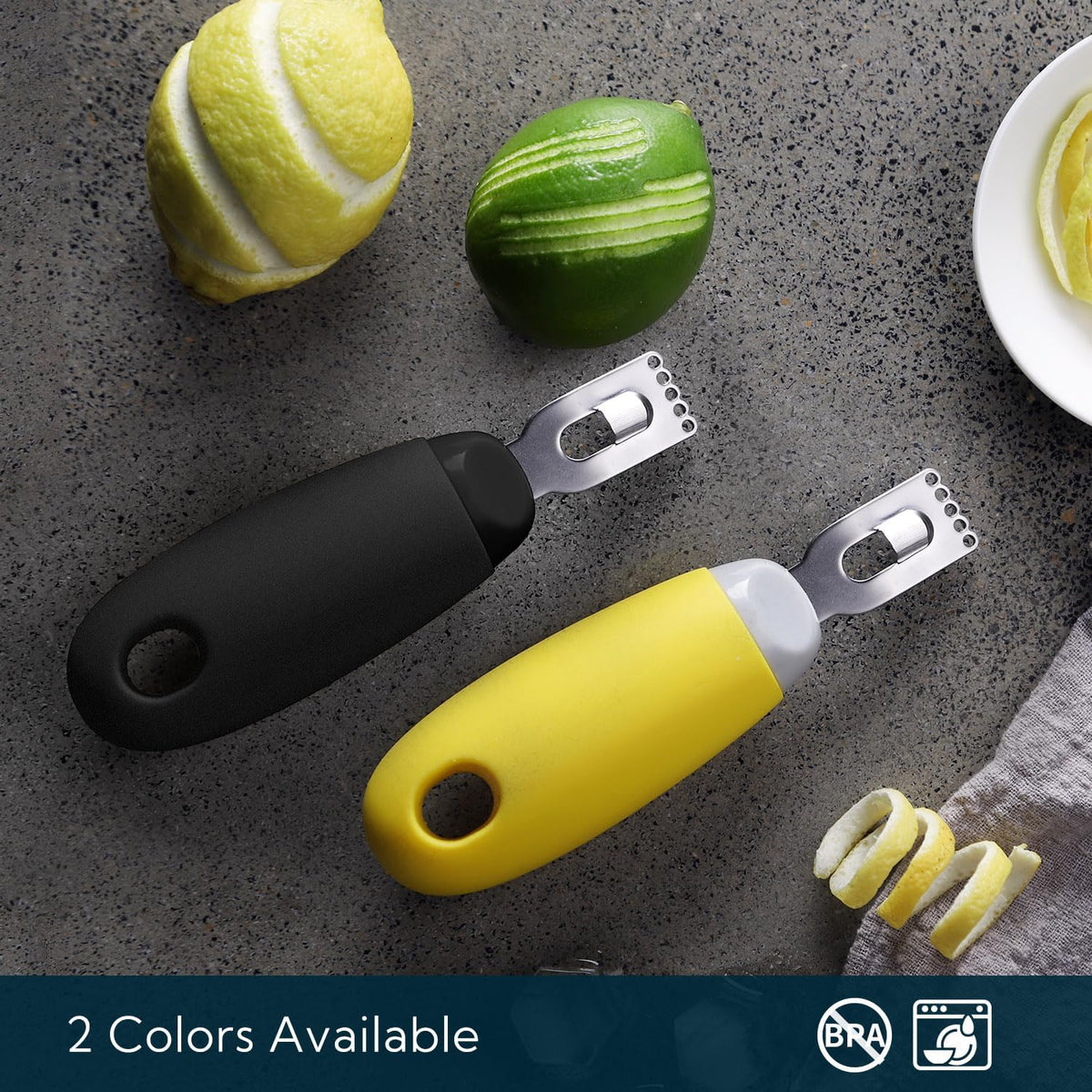 Citrus Lemon Peeler Zester Tool to Save Effort, Ultra Sharp Lemon Rind Twist Peeler Tool Bar Bartender Lime Stripper for Cocktails Kitchen, Yellow