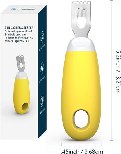 Citrus Lemon Peeler Zester Tool to Save Effort, Ultra Sharp Lemon Rind Twist Peeler Tool Bar Bartender Lime Stripper for Cocktails Kitchen, Yellow