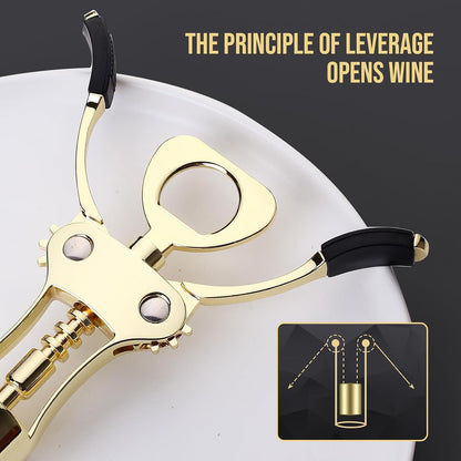 Wine Opener, Zinc Alloy Premium Wing Corkscrew Wine Bottle Opener with Multifunctional Bottles Opener, Upgrade