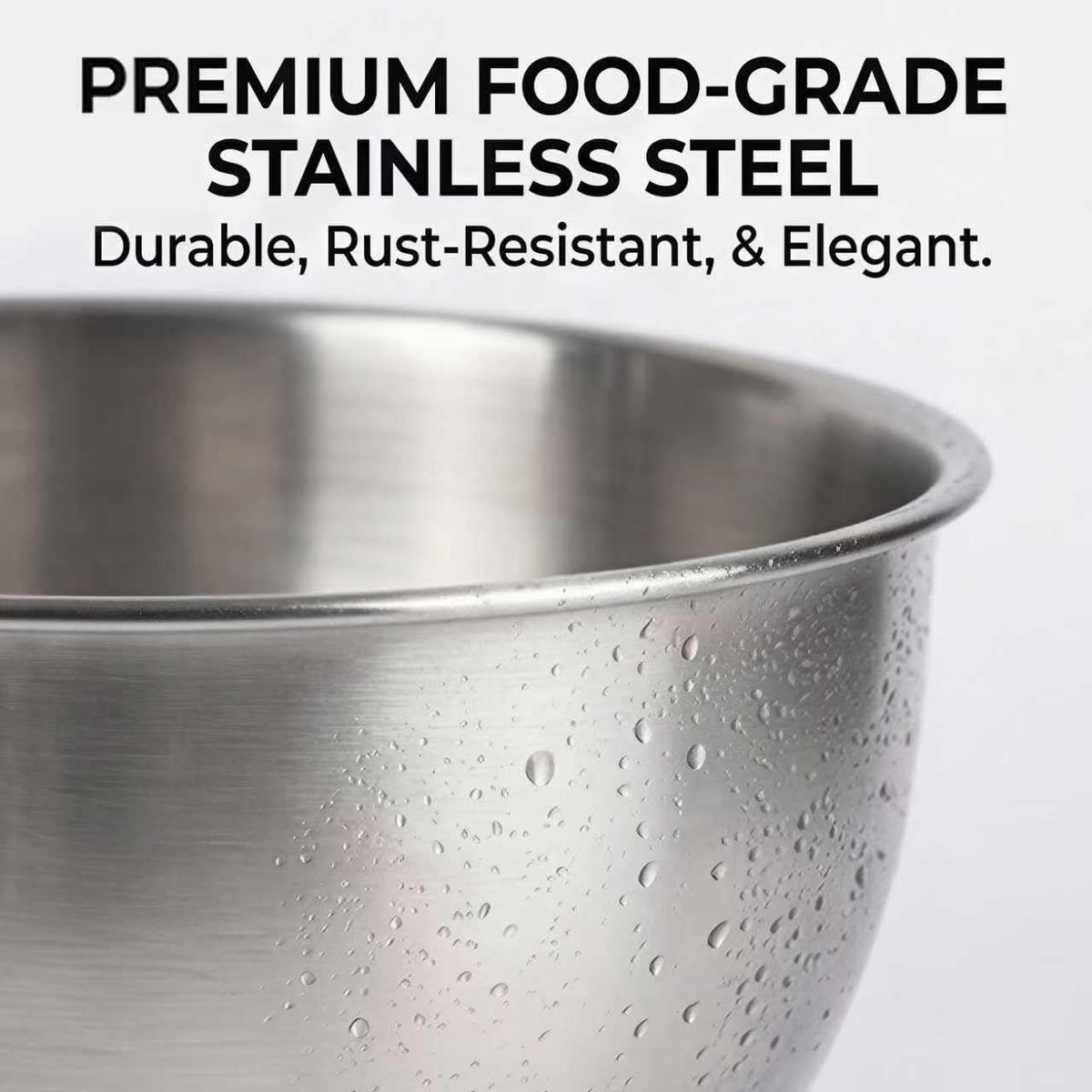 Stainless Steel Mixing Bowls with Lids – Set of 5 Large Nesting Metal Bowls for Kitchen, Baking, Cooking, Food Prep & Storage, Non-Slip Base, Dishwasher Safe,Khaki