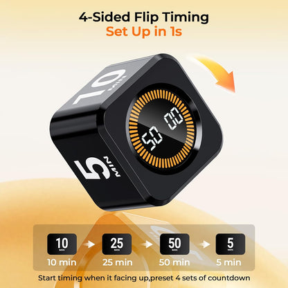 Rotating Productivity Timer 5/25/10/50, Desk Flip Timer, ADHD Tools
