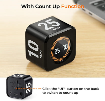 Rotating Productivity Timer 5/25/10/50, Desk Flip Timer, ADHD Tools
