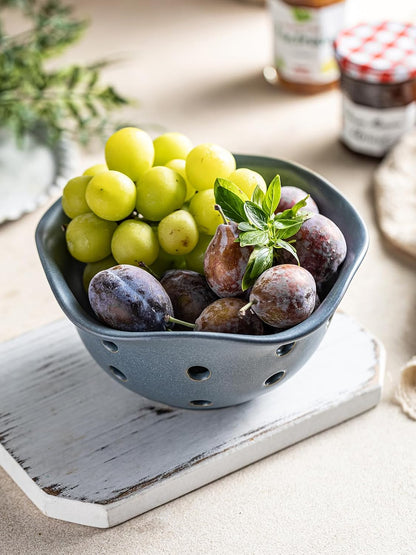Ceramic Berry Bowl Set of 2, Small Fruit Basket Colanders, White