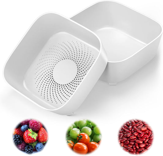 Colander for Kitchen, Detachable Fruit Bowl with Drip Tray, Plastic Food Strainer for Fruits, Vegetables, Berries and Pasta, Colander Set for Home and RV Use, Dishwasher Safe
