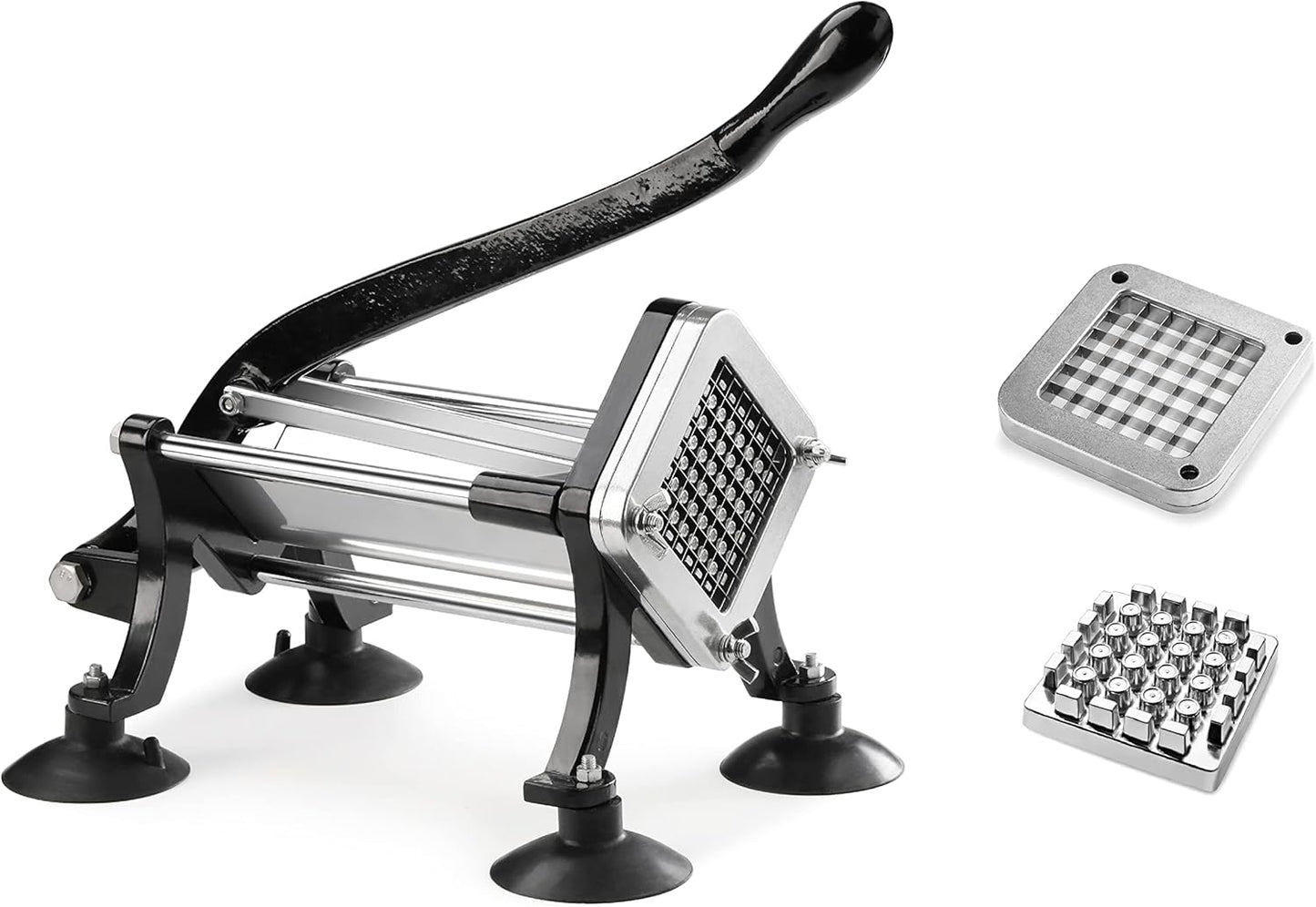 43204 Commercial Grade French Fry Cutter with Suction Feet, 1/2 Inch and 3/8 Inch Blades, Limited Edition Black