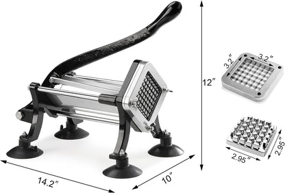 43204 Commercial Grade French Fry Cutter with Suction Feet, 1/2 Inch and 3/8 Inch Blades, Limited Edition Black