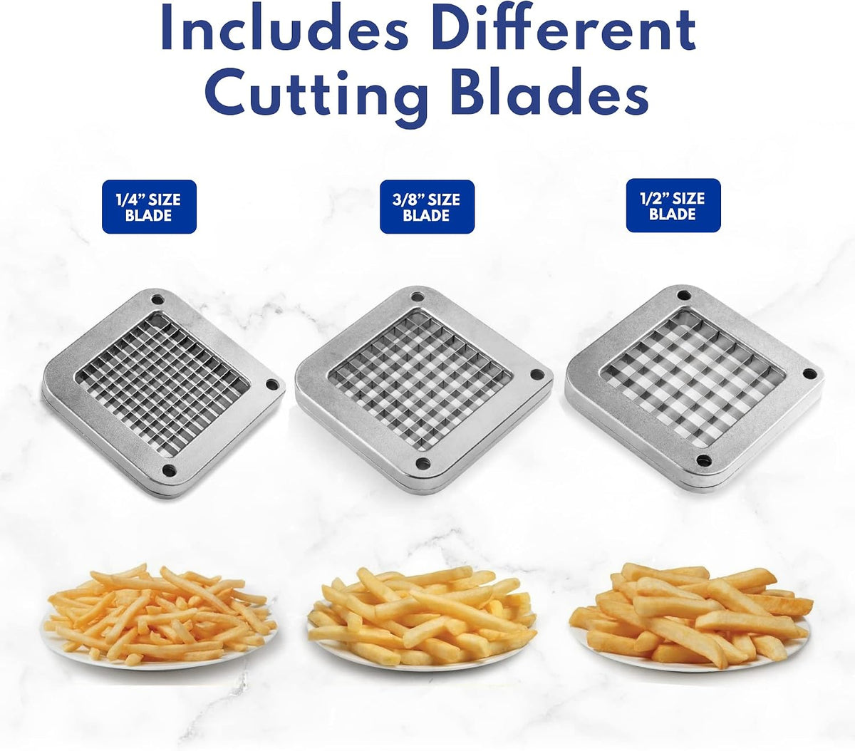 43204 Commercial Grade French Fry Cutter with Suction Feet, 1/2 Inch and 3/8 Inch Blades, Limited Edition Black