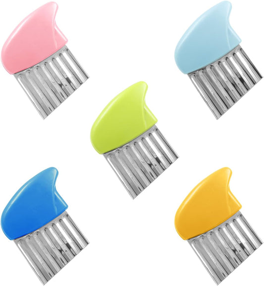 Waffle Fry Cutter, 5 Pcs, 5 Colors, Stainless Steel | Crinkle Cutter Knife, For Kids, Wavy Chopper, For Veggie French Potato