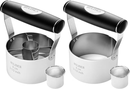 3.5 in Donut Cutter & Biscuit Cutter Set with hole, Stainless Steel | Set of 2, Ergonomic Rubber Handle, Dishwasher Safe, Baking Beginner Friendly, Gift-Ready Packaging