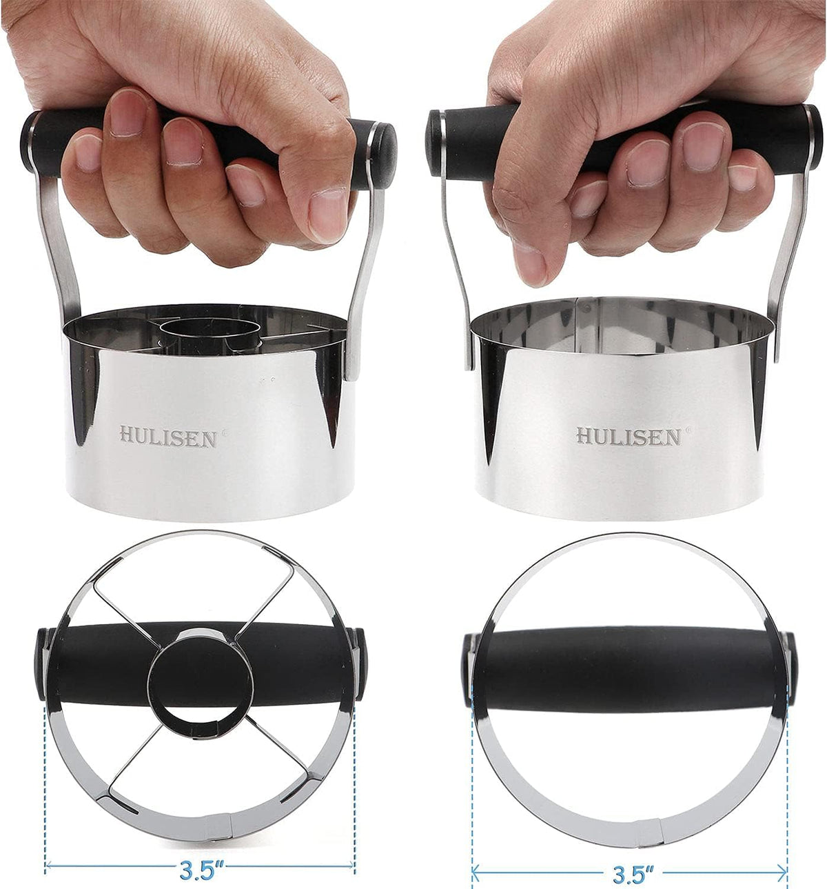 3.5 in Donut Cutter & Biscuit Cutter Set with hole, Stainless Steel | Set of 2, Ergonomic Rubber Handle, Dishwasher Safe, Baking Beginner Friendly, Gift-Ready Packaging