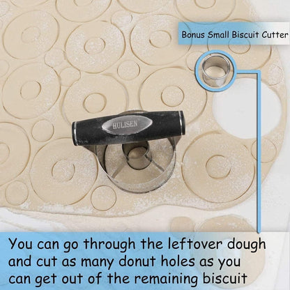 3.5 in Donut Cutter & Biscuit Cutter Set with hole, Stainless Steel | Set of 2, Ergonomic Rubber Handle, Dishwasher Safe, Baking Beginner Friendly, Gift-Ready Packaging