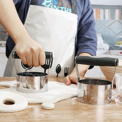 3.5 in Donut Cutter & Biscuit Cutter Set with hole, Stainless Steel | Set of 2, Ergonomic Rubber Handle, Dishwasher Safe, Baking Beginner Friendly, Gift-Ready Packaging