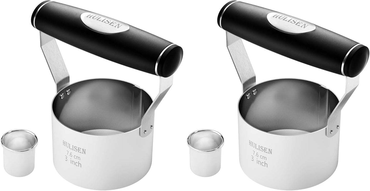 3.5 in Donut Cutter & Biscuit Cutter Set with hole, Stainless Steel | Set of 2, Ergonomic Rubber Handle, Dishwasher Safe, Baking Beginner Friendly, Gift-Ready Packaging