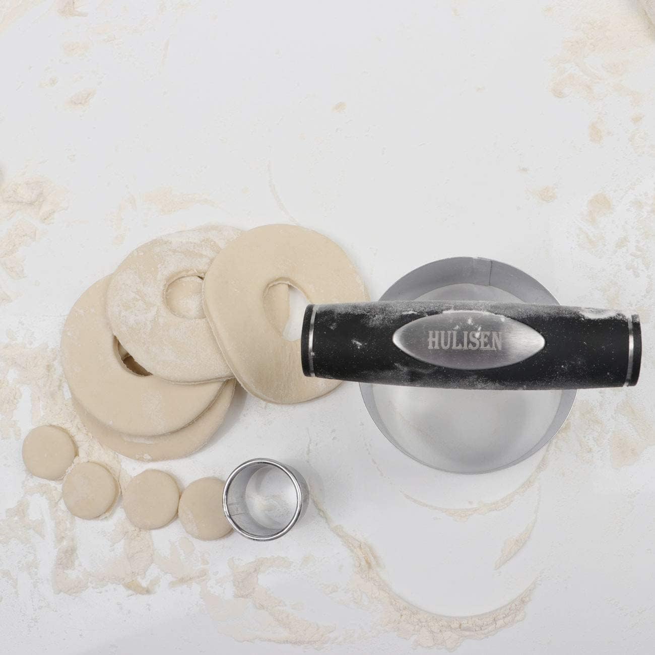 3.5 in Donut Cutter & Biscuit Cutter Set with hole, Stainless Steel | Set of 2, Ergonomic Rubber Handle, Dishwasher Safe, Baking Beginner Friendly, Gift-Ready Packaging