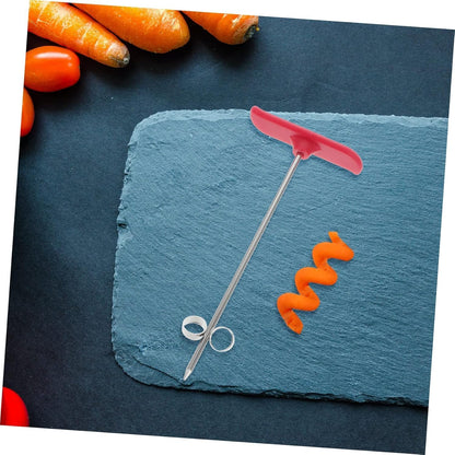 Manual Vegetable Spiral Knife & Carving Tool-Stainless Steel Screw Slicer for Carrots - Cucumbers, Zucchini, Potatoes, Apples, Salad Chopper & Fruit Corer Spiralizer (6.5 inches, Red)