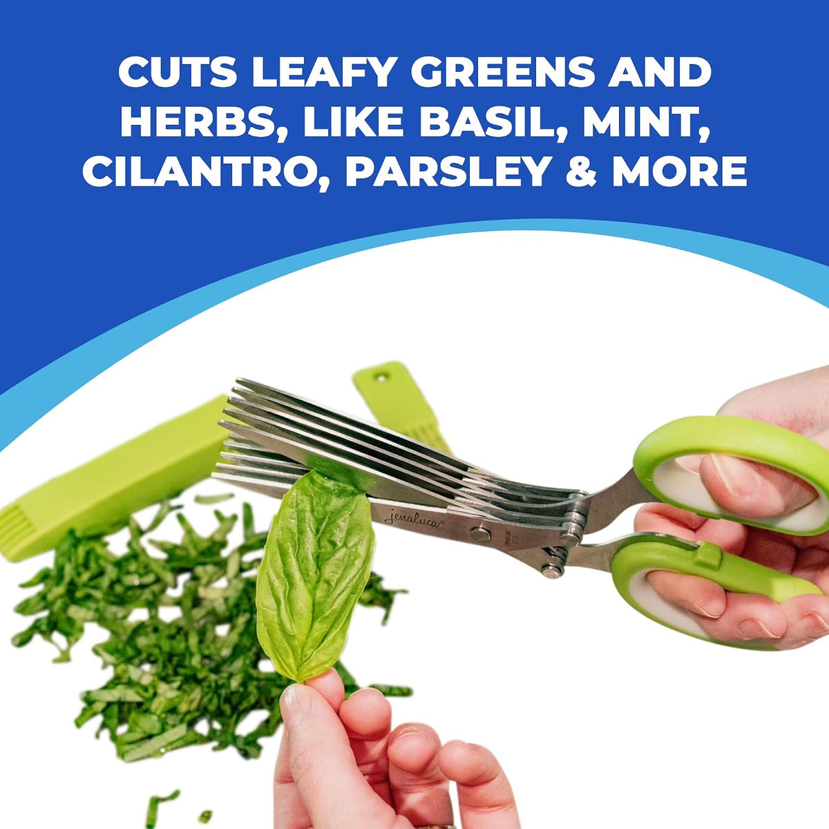 5-Blade Herb Scissors, Stainless Steel Kitchen Shears, Green