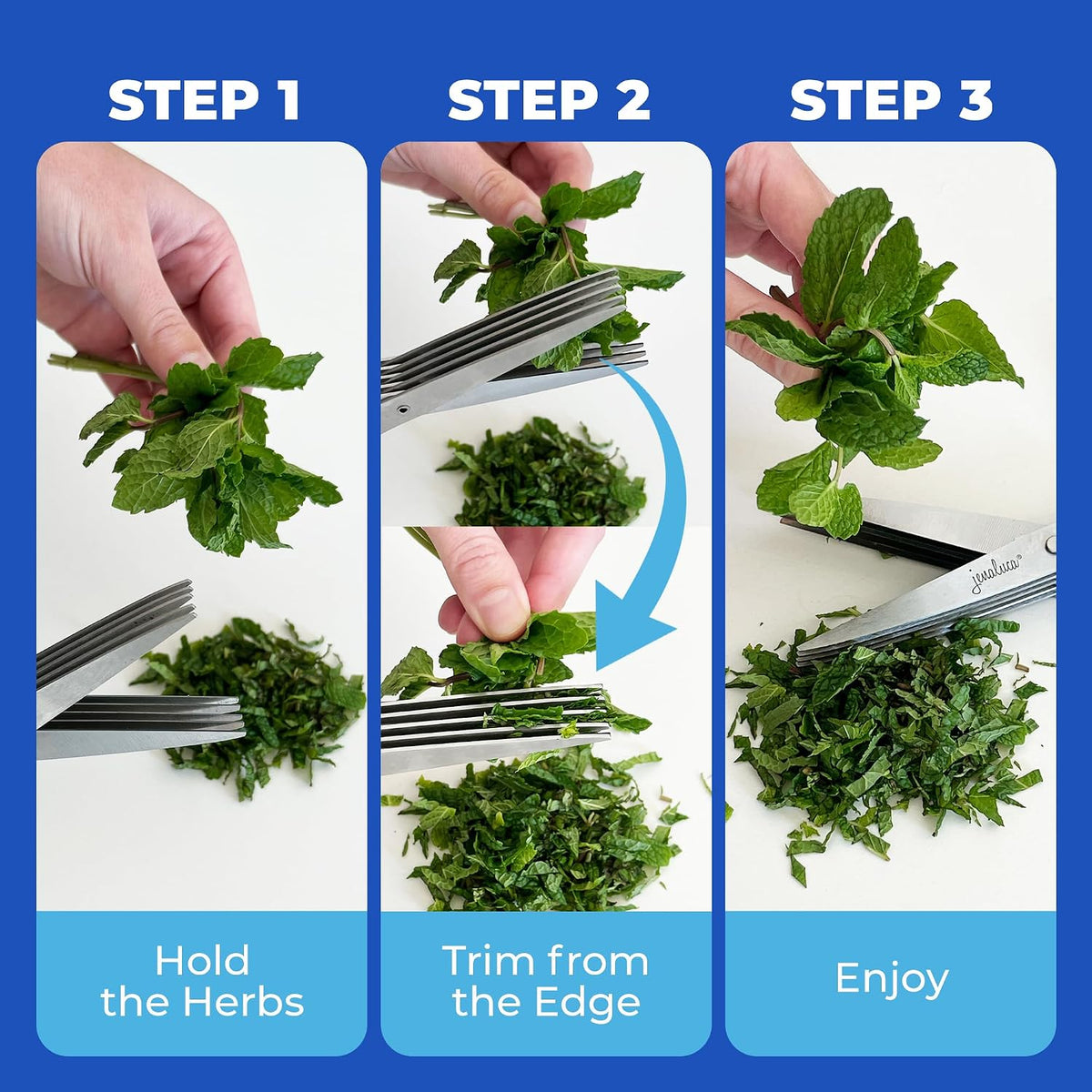 5-Blade Herb Scissors, Stainless Steel Kitchen Shears, Green
