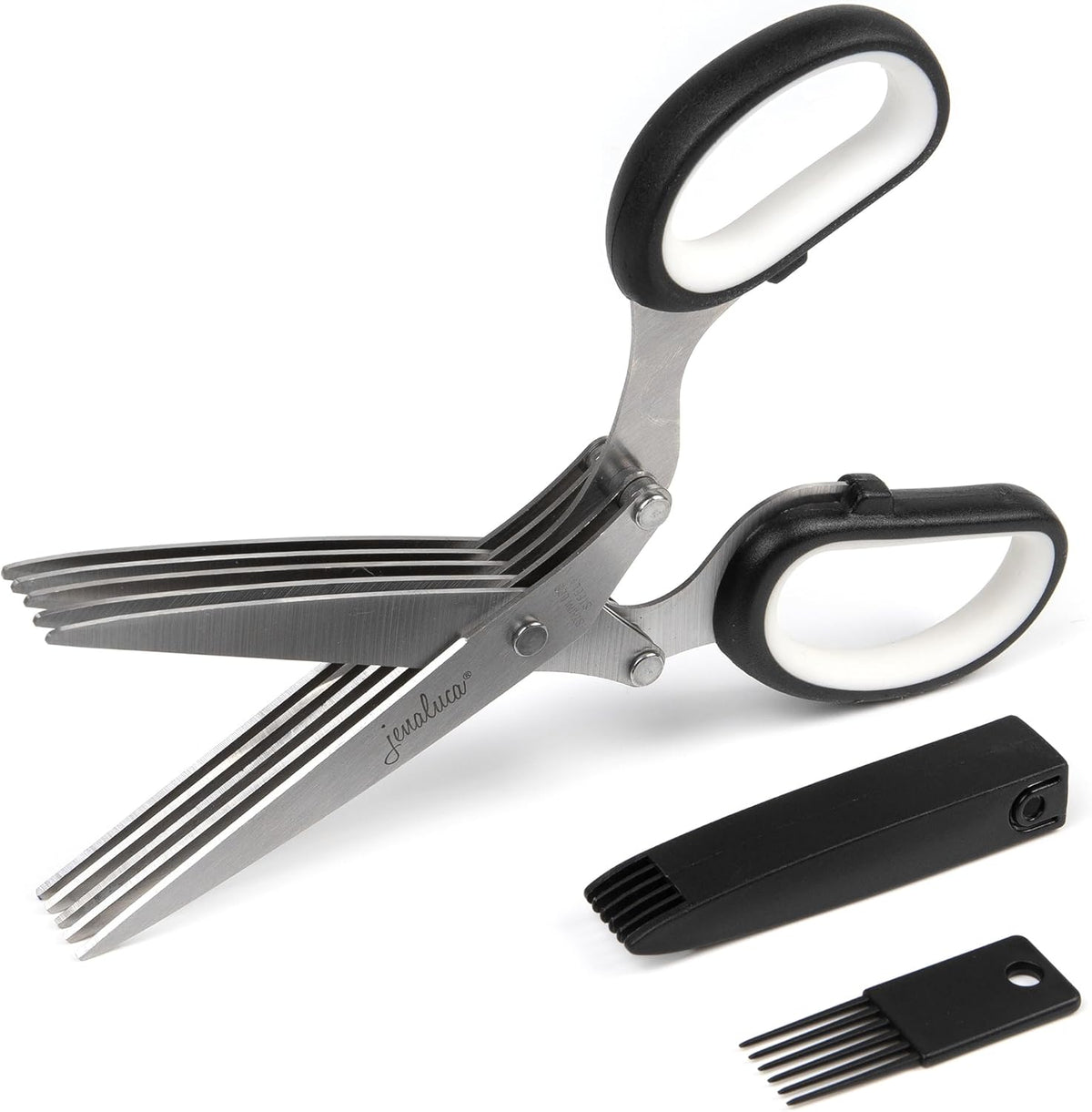 5-Blade Herb Scissors, Stainless Steel Kitchen Shears, Green